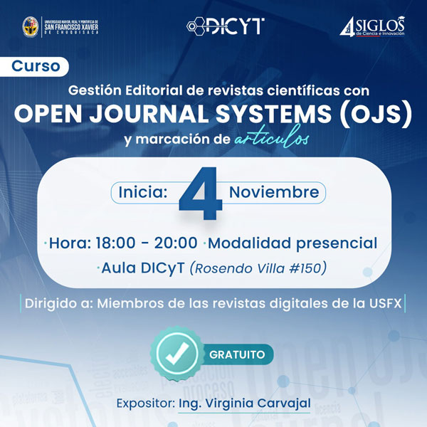 Curso “Gestión editorial de revistas científicas con Open Journal Systems (OJS) y marcación de artículos”