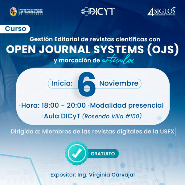 Curso “Gestión editorial de revistas científicas con Open Journal Systems (OJS) y marcación de artículos”